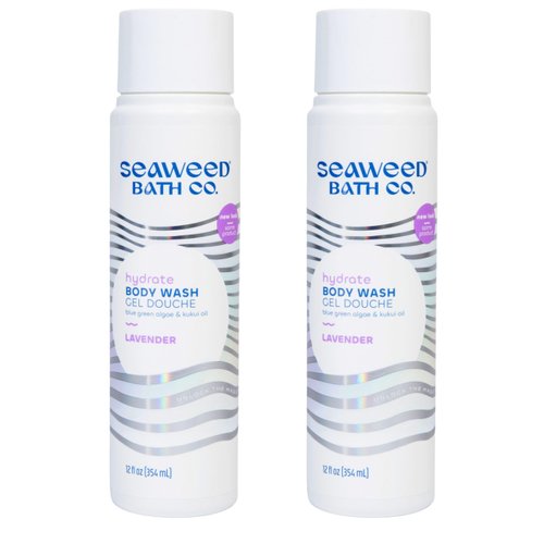Seaweed Bath Co. Hydrate Body Wash, Lavender Scent, 12 Ounce (Pack of 2), Shower Gel for Men & Women, Vegan, Paraben Free, Sulfate Free, Cruelty Free