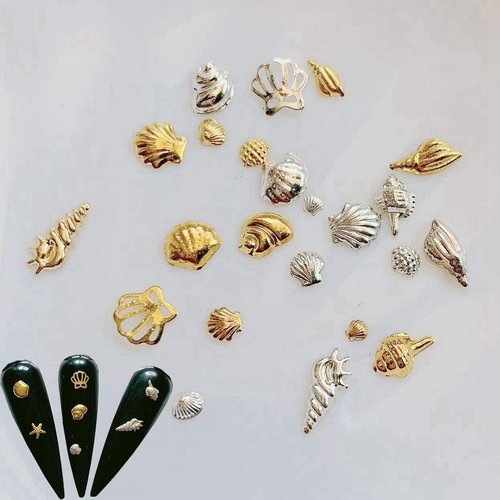 NAIL ANGEL 500pcs/bag Nail Art Randomly Mixed Metal Stud Sea Series Shell Starfish shape Deco 10007