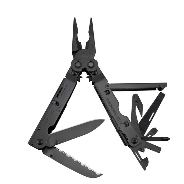 SOG Multi-Tool Pliers- PowerAssist Multi-Tool Pocket Knife and Utility Tool Set with 16 Lightweight Specialty Tools and EDC Sheath (B66N-CP) , Black