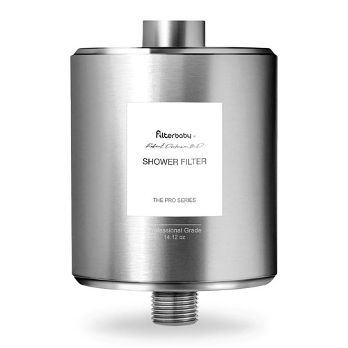 Filterbaby Pro Series Shower Filter,Doctor Developed,Metal Titanium Aluminum,Lab Tested to Reduce up to 99% Chlorine/Chloramine/Lead/Certain Hard/Heavy Metals,Great Water Pressure,Long Lasting,Chrome