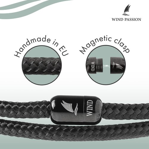 Wind Passion - Paracord Mens Bracelet - Bracelet for Women - Rope Bracelet String With Magnetic Clasp - Wrist Surfer Bracelet - Handmade Surfer Magnetic Bracelets - Sturdy & Waterproof