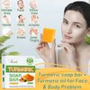 URZTUL 2 PCS Turmeric Soap Bar & 1 Pack Turmeric Oil for Face & Body, Nautral Tumeric Skin Care Soap Deep Cleanses, Soothing, Hydrating Turmeric Vitamin C Vitamin E Oil for All Skin Type