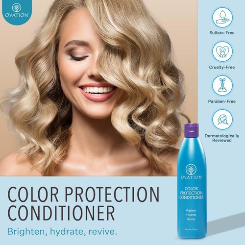 Ovation Hair Color Protection Conditioner - Hair Conditioner for Colored Hair - 12 oz - Brightens and Hydrates Color-Treated Hair - With Quinoa, Aloe Vera, Argan Oil - No Parabens and Sulfates