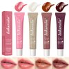 4 Color Glossy Lip Butter Balm, Moisturizing Lip Gloss Butter Non Sticky High Shiny Finish Lip Glow Oil, Natural Plumping Lip Tint Lip Care & Repair Lip Mask for Soft & Smooth & Protect Dry Lip