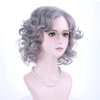 Edivd Kids Gray Grandma Granny Costume Wig Short Sliver Gray Side Part Wig for Girls Short Light Grey Curly Wavy Wig for Child 100 Days of School Heat Resistant Synthetic Wig with Wig Cap