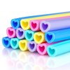 Reusable Silicone Drinking Straws 15 Pack, Heart Shaped Straws with 2pcs CLeaner Brushes for Smoothies Tumblers Cocktail MilkShake, DishWasher Safe
