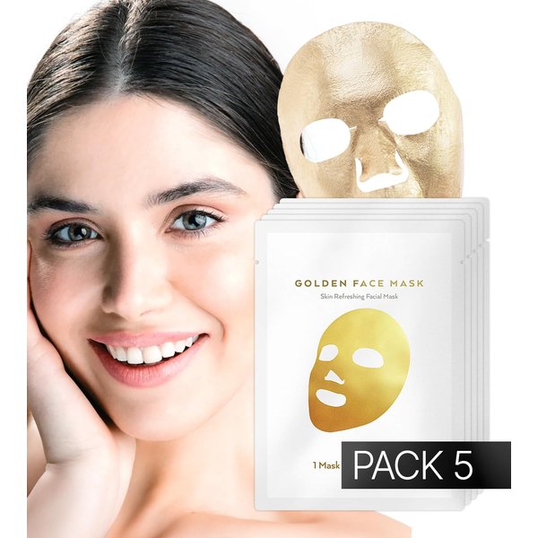 Premium 24K Gold Sheet Mask for Men & Women - Moisturizing Collagen Face Mask Set & Hydrating Face Masks Skin Care - Korean Beauty Skin Care Face Mask - Gold Collagen Facial Mask Sheet 1 pack (5)
