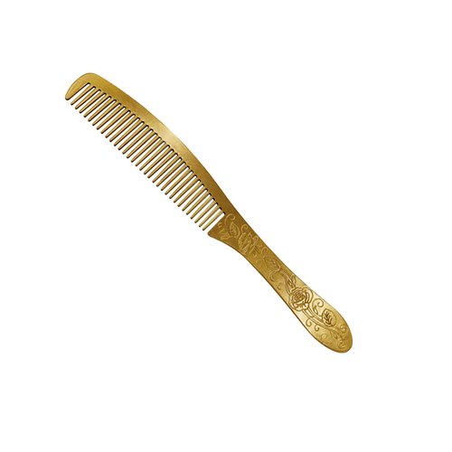DTSFHTDAL 1 PCS Solid Brass Comb-Handmade-Carved Rose Pattern Metal Comb for Hair Barber Comb Hair Comb for Backpacking,Travel,Family for Women and Men