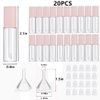 KaiLeQi Pink lip gloss tubes with wand empty bottles 3.5ml Clear Mini Refillable lip gloss containers DIY lip gloss making kit&Funnel & Rubber Stoppers (20PCS in two boxes)