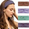 SENMAY 4pcs Head Bands for Women's Hair Non Slip Striped Knotted Wide Headbands for Women Wraps Elastic Stretchy Fashion Bandanas Workout Yoga Running Hair Bands for Women's Hair Accessories