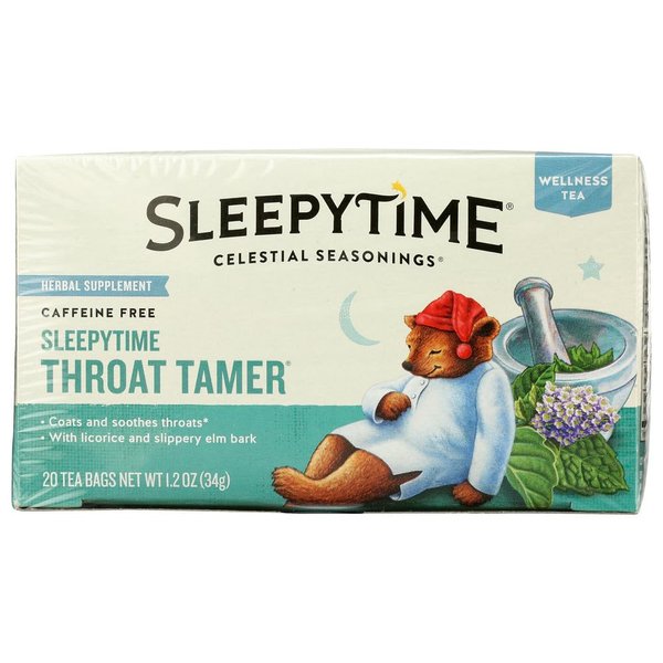 Celestial Seasonings Throat Tamer Herb Tea, 20 Tea Bags per Box (Pack of 3 Boxes)