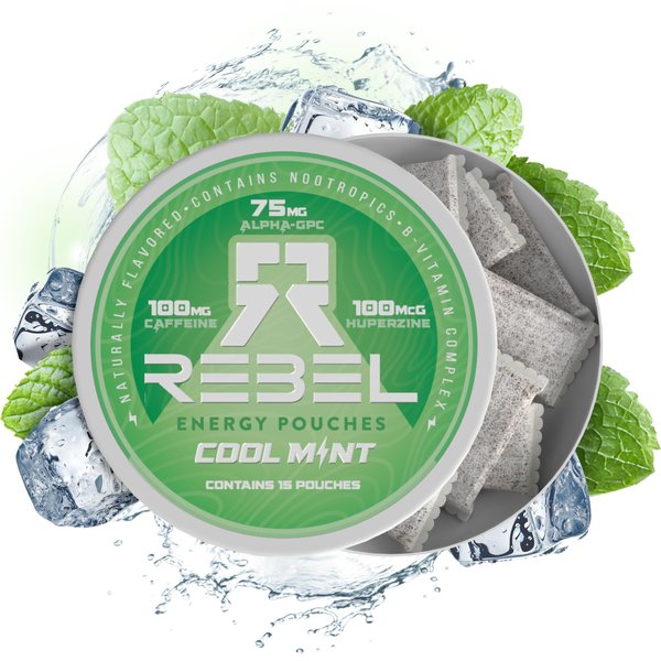 Rebel Supplements Nootropic Energy Caffeine Pouches • 100mg Caffeine • Alpha GPC • Huperzine A & Essential Vitamins • Sugar-Free • Patented Technology • Mint Flavor • 15 Pouches Per Pack (Pack of 1)
