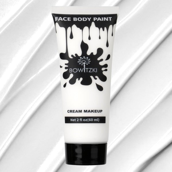Bowitzki Face and Body Paint 2oz Cream Makeup 60ml Water Based Face Painting Special Effects For Adults Children Kids Halloween Christmas Party Stage Cosplay (White)