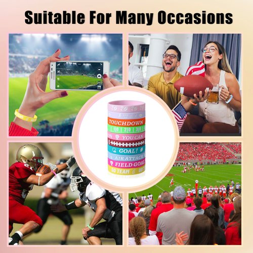Rugby Series 100 Pcs Football Bracelets for Teenagers Adults, Motivational Football Rubber Bracelet, Football Party Favors