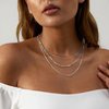 CAROVO Dainty Silver Necklace for Women 14K Plated Layered Chain Necklaces Trible Layering Paper Clip Box Simple Chain Link Necklace Layered Necklaces for Women