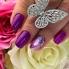 Purple Press on Nails Medium,Coffin Purple Gradient Butterfly Design False Nails,Reusable Fake Nails,Full Cover Stick on Nails,Square Acrylic Glue on Nails for Women,Artificial Nails Supplies 24Pcs