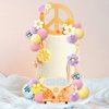 45 PCS Groovy Cake Toppers Boho Cake Topper Hippie Party Decorations with Flower Bus for Girl Birthday Party Boho Groovy Party Supplies (Style 1)