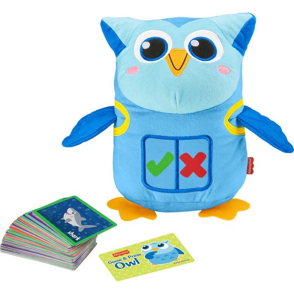 Fisher-Price Electronic Learning Toy, Guess & Press Owl Interactive Plush with Games for Preschool Kids Ages 3 Years+