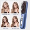 Cordless Hair Straightener Brush with LED Temperature Display, Portable Straightening Brush for Travel, Hot Comb Hair Straightener Comb for Women, USB Rechargeable Fast Charger Anti-Scald
