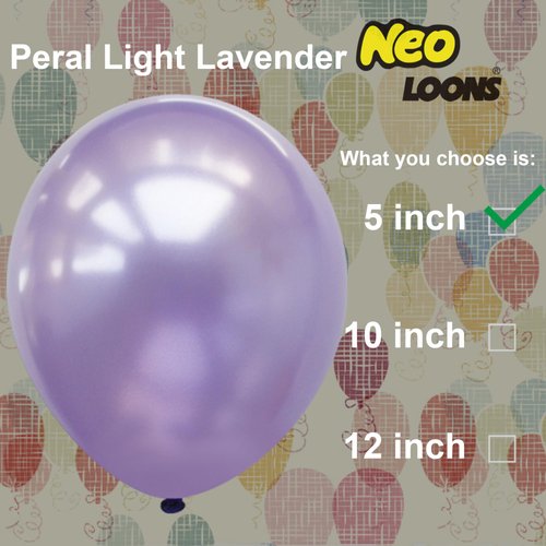 Neo LOONS® 100 pcs 5" Pearl Light Lavender Premium Latex Balloons - Great for Kids, Adult Birthdays, Weddings, Receptions, Baby Showers, Water Fights, or Any Celebration