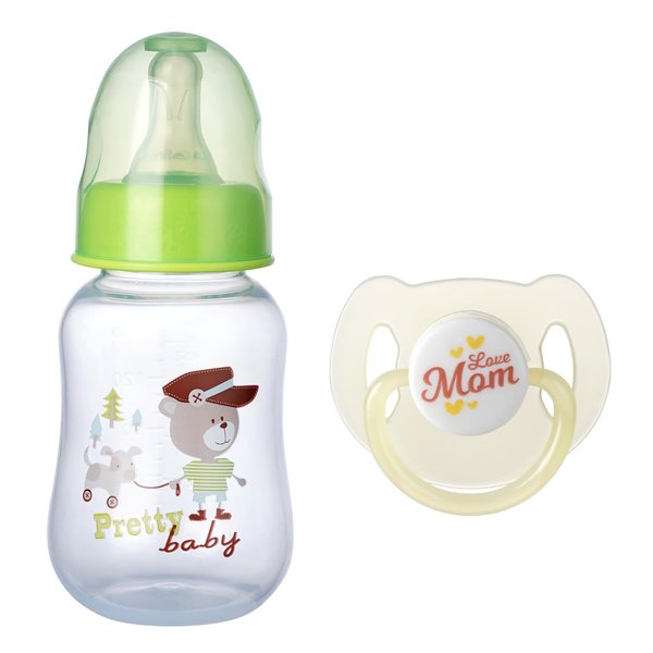 JIZHI Reborn Baby Doll Feeding Bottle and Magnetic Pacifier Set, Baby Doll Accessories for Reborn Baby Dolls, Pretend Play Feeding Toy Kids Gift, Green
