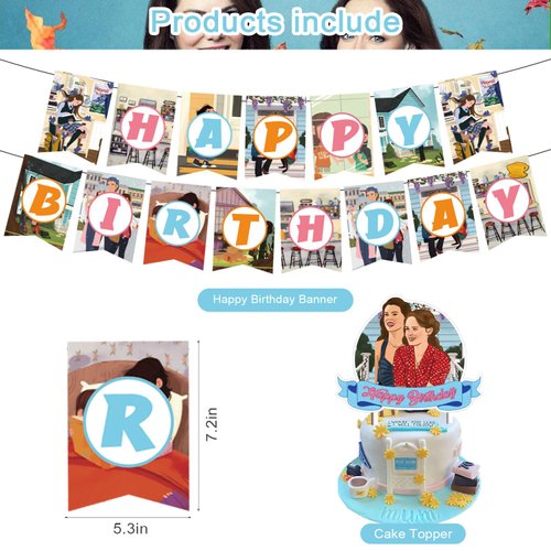 35 Pieces Girl Party Decoration, Include Gil More Birthday Banner Table Honeycomb Centerpieces Cake Topper Girls Party Latex Balloons for Girl Birthday Party Supplies