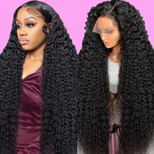 210 Density Deep Wave Lace Front Wigs Human Hair 13x6 Lace Front Wigs Human Hair Pre Plucked HD Lace Front Wigs Human Hair Wigs for Black Women Water Wave Lace Front Wigs Human Hair 26inch Black Wig