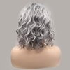 AFBeauty Short Wig Lace Front Wigs for Women Grey Colorful Wavy Wig Glueless Lace Wigs Heat Resistant Fiber Hair Synthetic Lace Front Wigs Silver Frontal Bob Wigs Daily Cosplay Wig 14 Inch