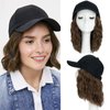 S-noilite Baseball Cap Wig with Hair Extensions 8" Short Curly Wavy Bob Hairstyle Adjustable Hats with Hair Attached for Women Synthetic Brown Wavy Bob Hat Wigs Hair Piece(#10-Ash Brown)
