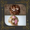 Oruola 4Pcs Bridal Hair Accessories White Flower Wedding Hair Pins Gold Wedding Hair Accessories Pearl Hair Clips Headpiece Jewelry with Rhinestone for Brides Bridesmaids Women Girls Updo