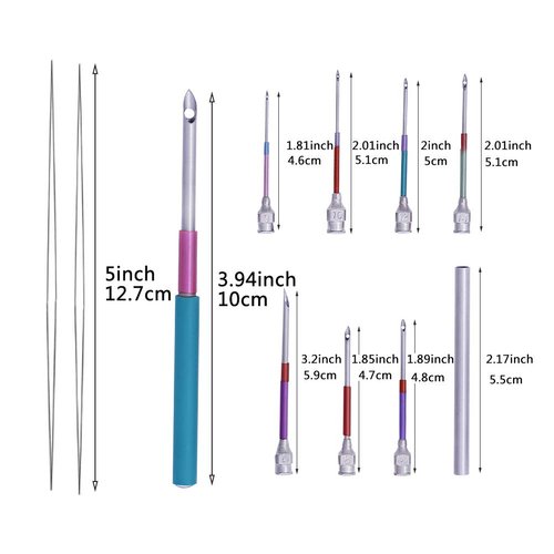 8 Pcs Punch Needles,Embroidery Stitching Punch Needle, Embroidery Poking Cross Stitch Tools Needle Punch Kit Knitting Needle Art Handmaking Sewing Needles with 4 Colors Thread