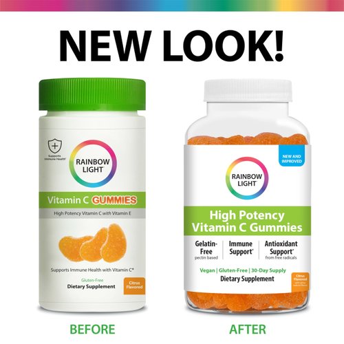 Rainbow Light High-Potency Vitamin C Gummies, Gummy Supplement Provides Antioxidant and Immune Support, With Vitamin C, Vegan and Gluten Free, 60 Count