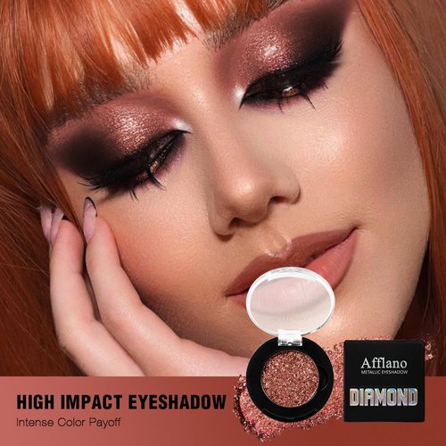 Rose Gold Glitter Eyeshadow High-Impact Multi-Dimensional Metallic Finish Eye Shadow, One-Swipe Coverage, Long Lasting High Pigment Shimmer Eye Makeup Palette for Mature Skin, Metal (15H Sunset Glow)