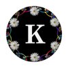 Cell Phone Pop Out Holder,Black White Daisy Flower Letter K PopSockets Grip and Stand for Phones and Tablets
