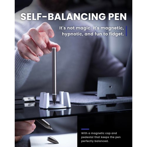 novium Hoverpen - Luxury Pen for Men & Women, Vertically Standing Executive Ballpoint Pen with Top Grade Free-Flowing Ink Refill, Metal Made, Unique Gifts, Luxury Pen for Men, Mens Gifts Ideas