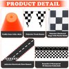 Race Car Party Decorations, AHIER 61 Pcs Set-12 Traffic Cones and 24 Racing Checkered Flags, 6.5Ft Racetrack Floor Runner and 9.8ft Checkered Race Track Banner, Tablecloth, Balloons and Ribbons