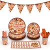 Thanksgiving Party Decorations，Happy Thanksgiving Plates and Cups Napkins,Thanksgiving Party Decorations supplies, Happy Thanksgiving Banner Decorations party supplies (happy thanksgiving Plates Cups)