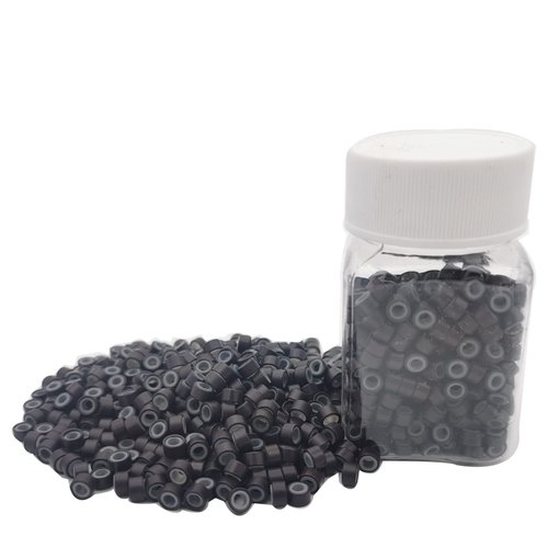 Flosius 500 Pcs Hair Extension Beads 5mm Silicone Micro Rings Links Beads for I Tip Human Hair Extensions Tool (Dark Brown)
