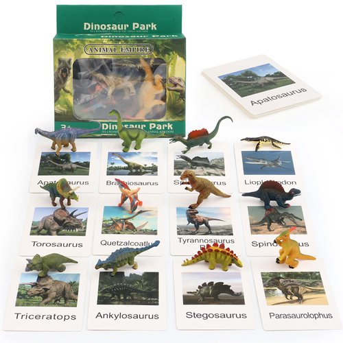 MIKNEKE Small Dinosaur Figurines Learning & Education Toys, Plastic Realistic Dinosaur Animal Figures Games Toys, Preschool Learning Activities Matching Game Science Toys (Dinosaur)