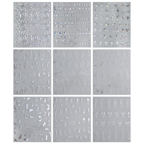 JMEOWIO 9 Sheets Marble Nail Art Stickers Decals Self-Adhesive Pegatinas Uñas Silver Line Nail Supplies Nail Art Design Decoration Accessories