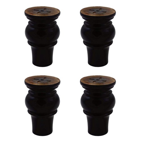 WEICHUAN Solid Wood Furniture Legs Bun Feet Replacement Sofa Couch Chair Ottoman Loveseat Coffee Table Cabinet TV Stand Dresser Wood Legs Set of 4 (4", Black)