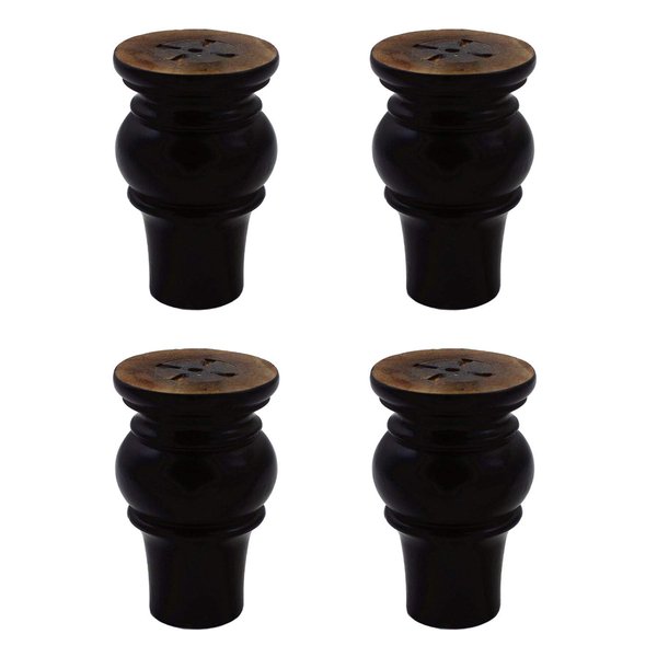 WEICHUAN Solid Wood Furniture Legs Bun Feet Replacement Sofa Couch Chair Ottoman Loveseat Coffee Table Cabinet TV Stand Dresser Wood Legs Set of 4 (4", Black)