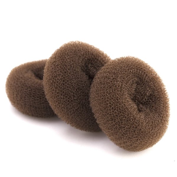 AJOY 3 Pcs Mini Size Brown, Small Bun Maker for Kids, Sock Bun Donut for Thin Hair, Doughnut Bun Form Toddler for Girls, Dance, Child, Ballet, Ballerina Etc., 2-2.6 Inch