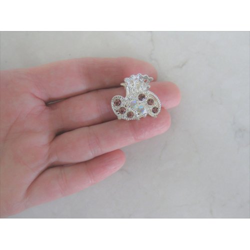 small mini silver metal crystal hair claw clip (Primary color: lavender)