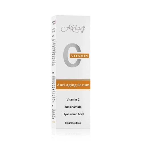 KRAVE IT Vitamin C Face Serum 20% - Pure Vitamin C Oil with Niacinamide & Hyaluronic Acid for Skin Brightening & Anti-Aging, Dark Spot Treatment, Hydrating Facial Serum for Men & Women, Skincare