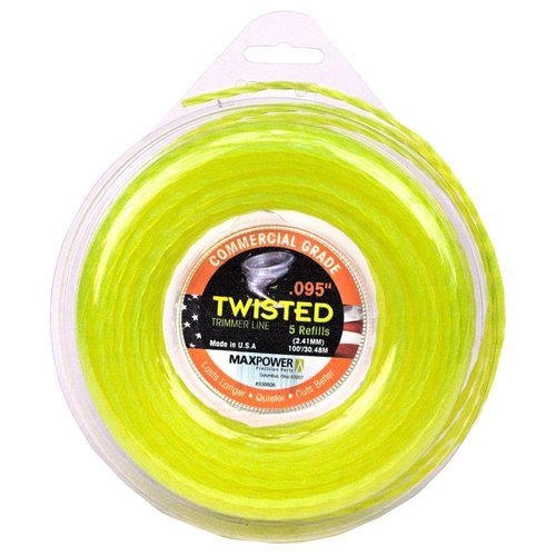 MaxPower 338808 0.095-Inch Premium Twisted Trimmer Line, 100-Foot Length, Yellow
