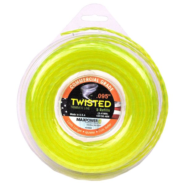 MaxPower 338808 0.095-Inch Premium Twisted Trimmer Line, 100-Foot Length, Yellow