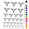 Bull Skull Temporary Tattoo Water Resistant Fake Body Art Set Collection - Black (One Sheet)