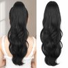 Stamped Glorious Ponytail Extension Drawstring Ponytail Extension for Women 26 Inch Long Wavy Layered Pony Tails Hair Extensions Clip in Ponytail Hairpiece for Daily Party Use（Black）