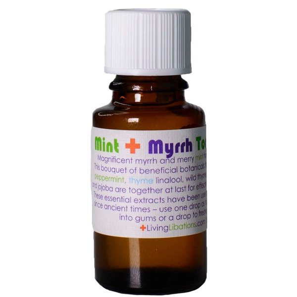Living Libations - Organic Mint + Myrrh Tooth Serum | Natural, Wildcrafted, Vegan Clean Beauty (0.17 fl oz | 5 ml)